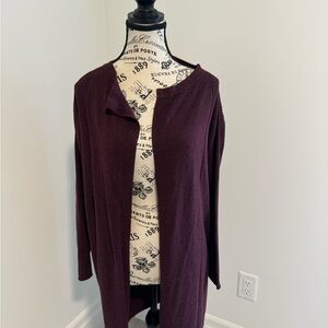 max studio burgandy long sweater size small guc
